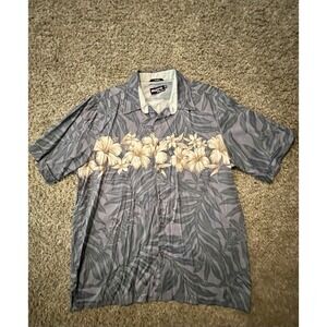 Billabong Men's Short‎ Sleeve Hawaiian Shirt Sz XL Gray Tropical Very Good Cond!